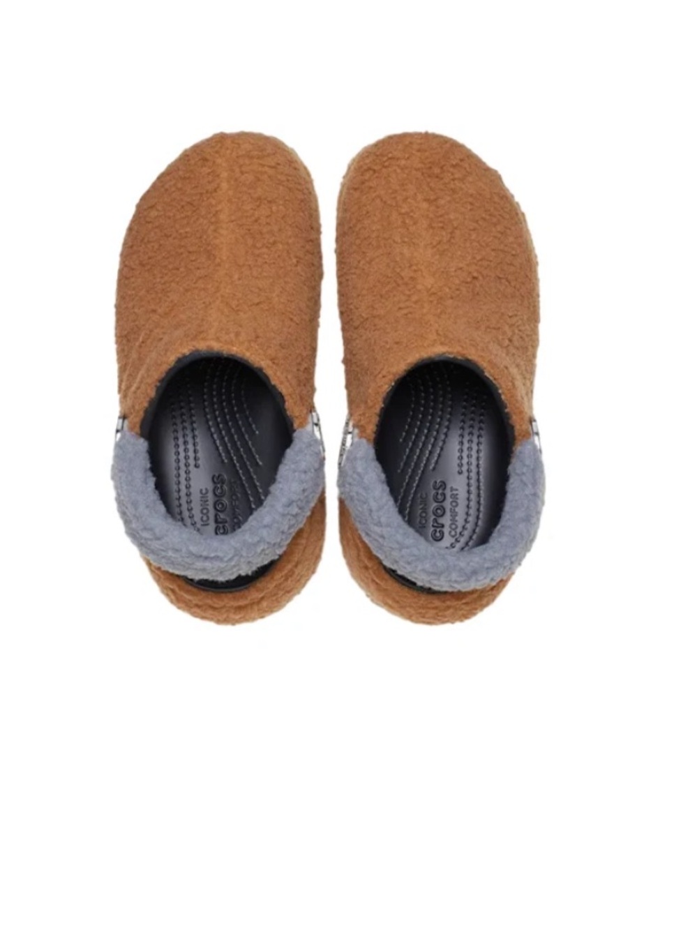 CROCS Lil Nas X Brown Fuzzy Slip-On Clogs with Gray Lining